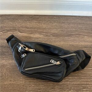 Topshop Black Leather Fanny Pack Bag